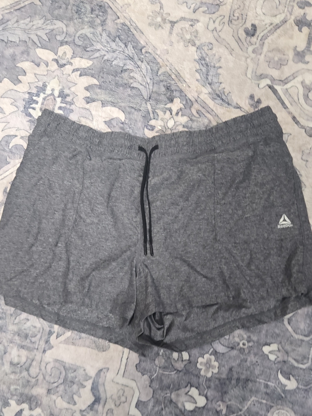 Reebok Women's Charcoal Gray Athletic Shorts with Black Drawstring
